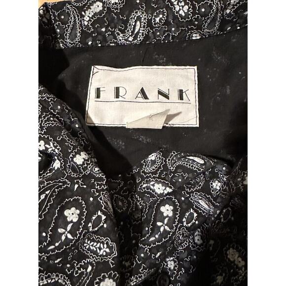 Frank Vintage Paisley Button Up Shirt Size Large Men’s Black Long Sleeve - Picture 3 of 8